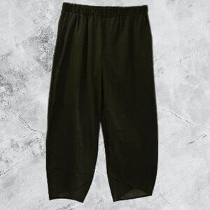 NWT E-Retro Black Cotton/Linen Tulip-Cuff Crop Pants - 2XL